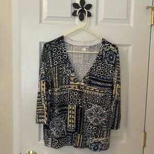 Christopher & Banks 1-button closure 3/4 sleeve Sweater Size Large